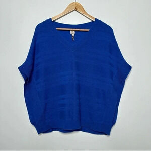 Qi Cashmere Blue V-Neck Poncho Sweater Size M/L